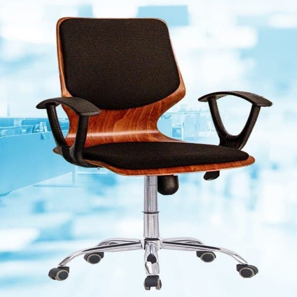 Modern Wood Accent Mesh Executive Chair
