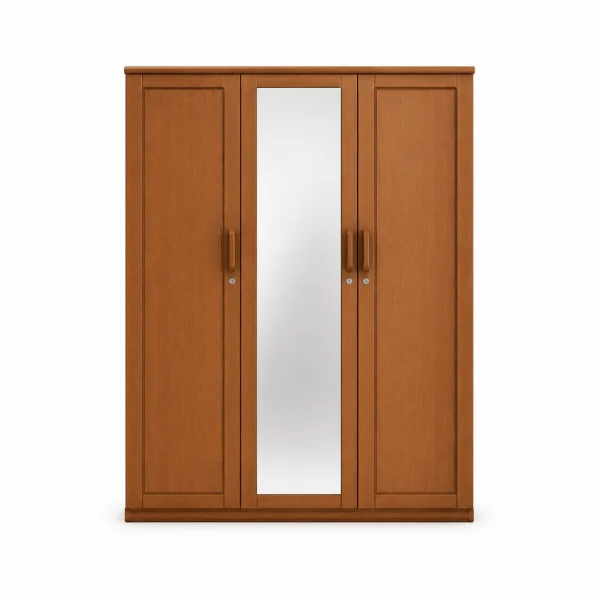 Classic Modern 3-Door Mirrored Wooden Wardrobe