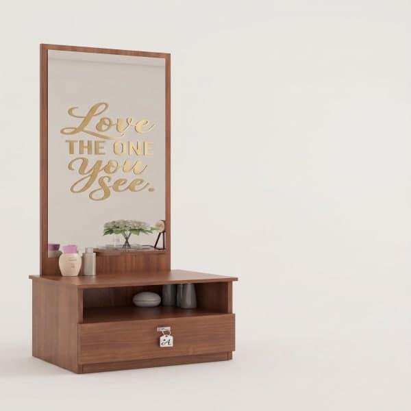 Classic Solid Wood Dressing Table with Tall Mirror