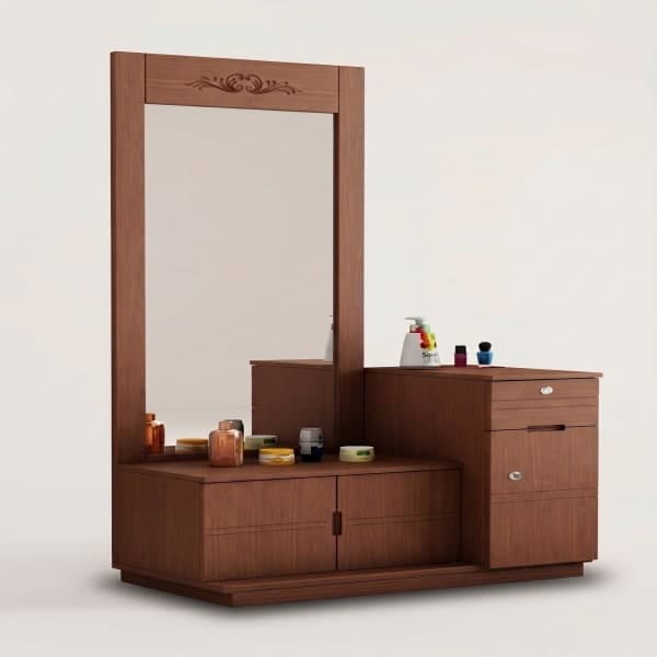 Classic Modern Wooden Dressing Table with Side Drawers