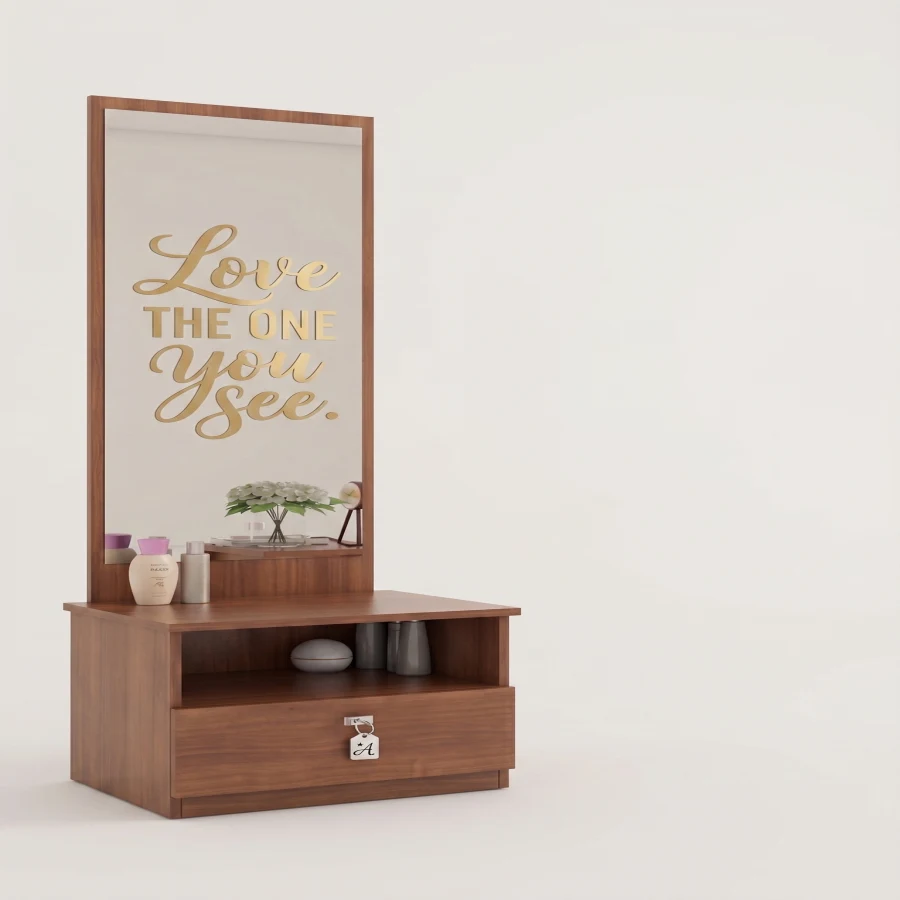 Classic Solid Wood Dressing Table with Tall Mirror