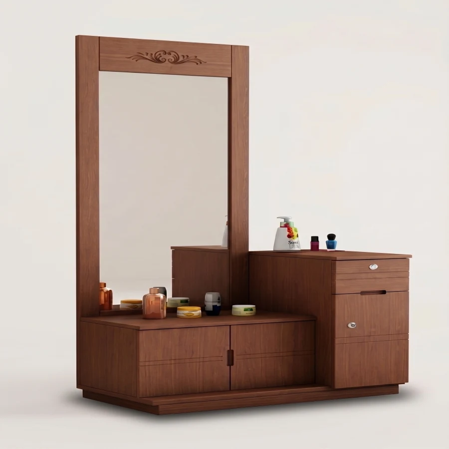 Classic Modern Wooden Dressing Table with Side Drawers
